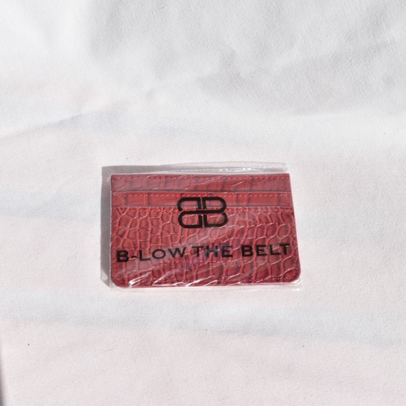 B-Low the Belt Red Croc-Embossed Card Holder with Gold Zipper - Picture 5 of 10